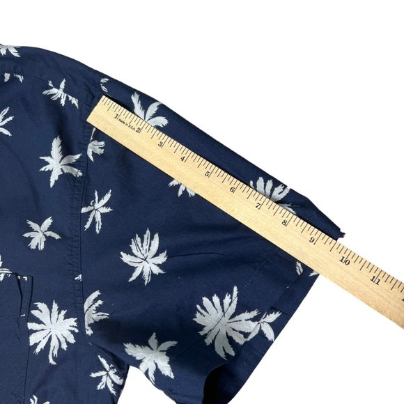 Caliville Shirt Mens XXL Navy Blue Palm Printed Button Front Short Sleeve - Picture 6 of 9